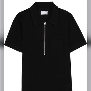 Black Wool and cashmere-blend polo shirt